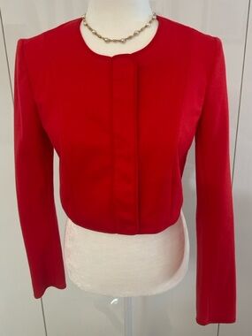 Narciso Rodriguez Red Cropped Jacket Structured Minimalist Size S
